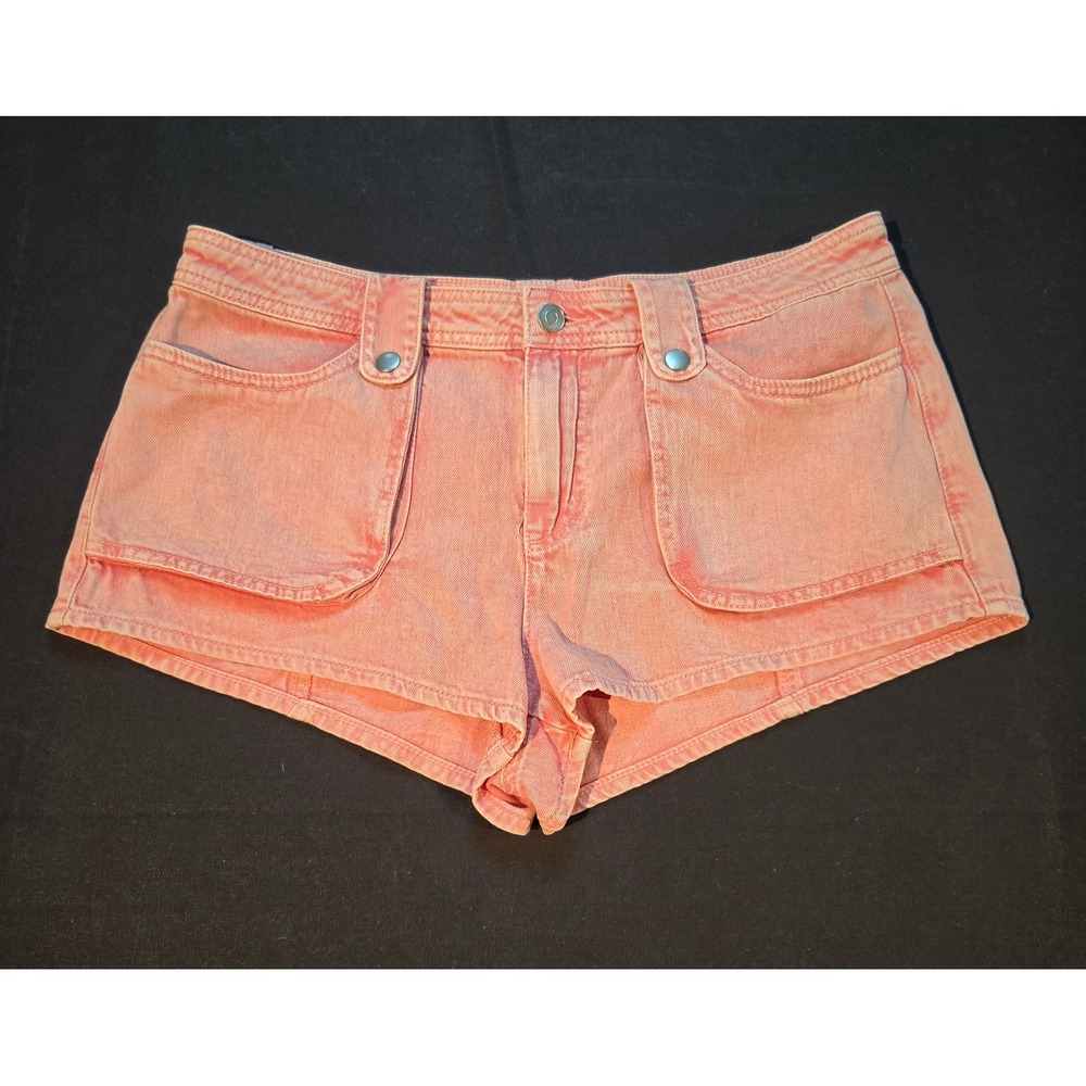 Altar'd State Coral Pink Denim Utility Shorts Size 31 Sun Washed Boho NWT